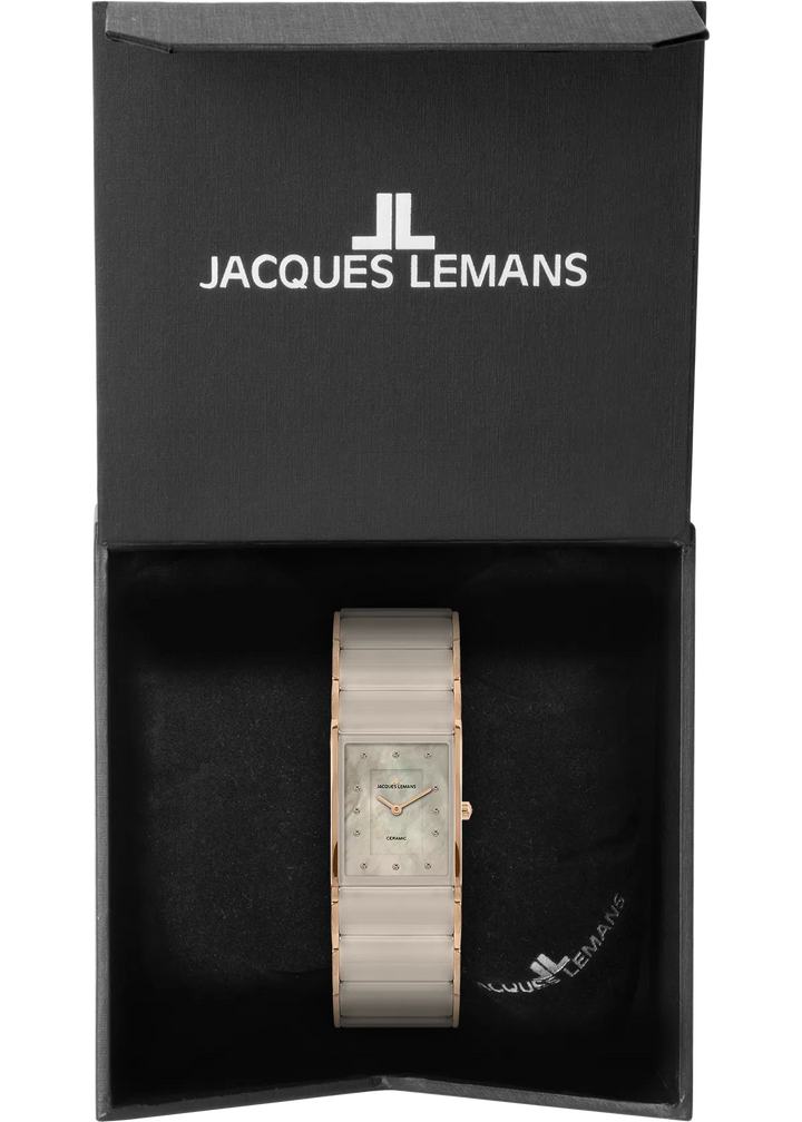Jacques Lemans Dublin 1-1940O - Elegante Damen Quarzuhr IP-Rosé mit Keramik