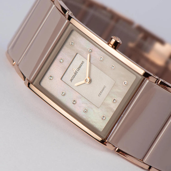 Jacques Lemans Dublin 1-1940O - Elegante Damen Quarzuhr IP-Rosé mit Keramik