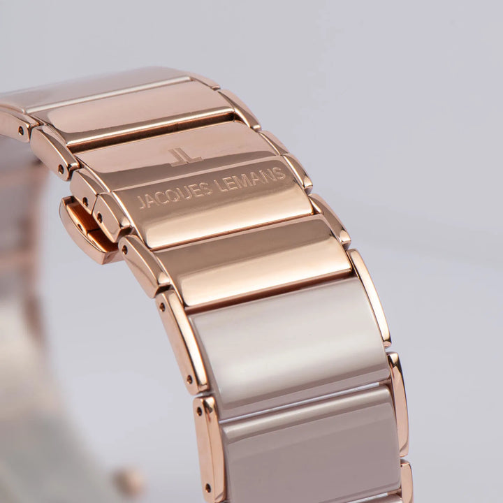 Jacques Lemans Dublin 1-1940O - Elegante Damen Quarzuhr IP-Rosé mit Keramik
