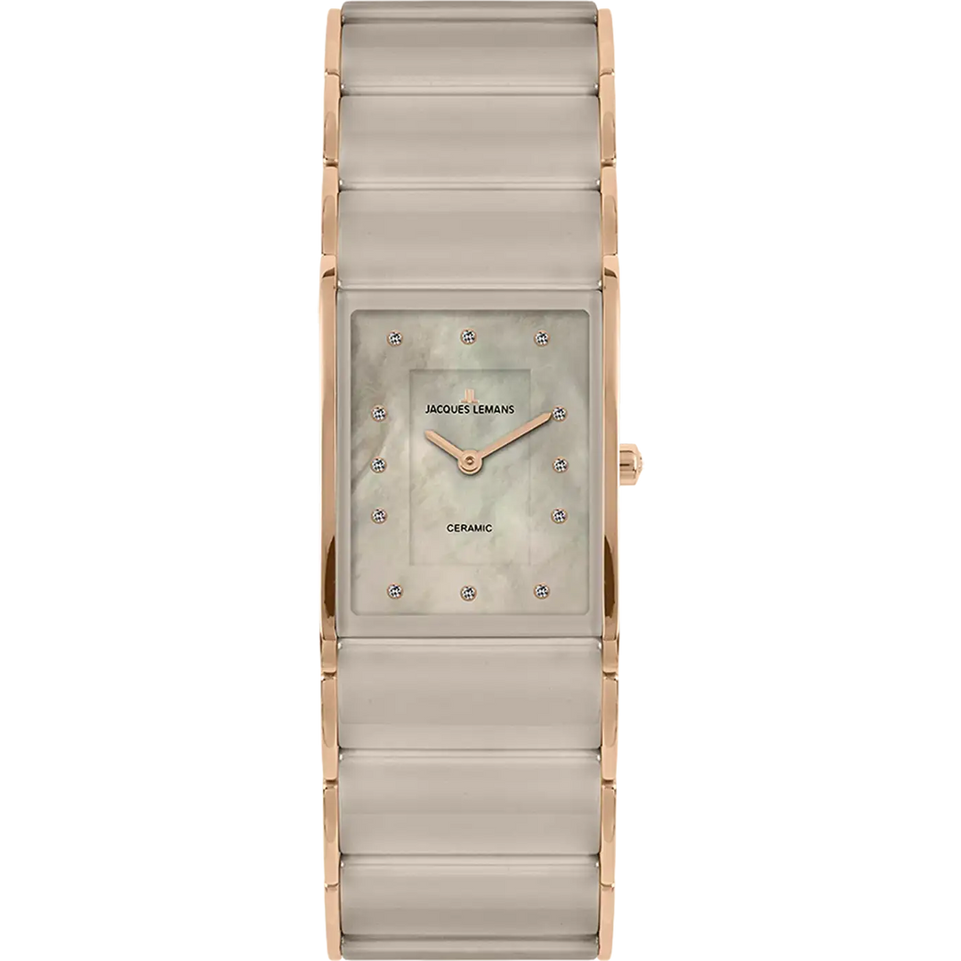 Jacques Lemans Dublin 1-1940O - Elegante Damen Quarzuhr IP-Rosé mit Keramik