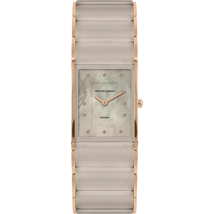 Jacques Lemans Dublin 1-1940O - Elegante Damen Quarzuhr IP-Rosé mit Keramik