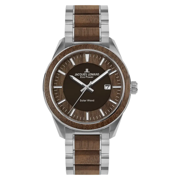 Jacques Lemans Eco Power 1-2116H - Herren Solaruhr 40mm Holz-Design