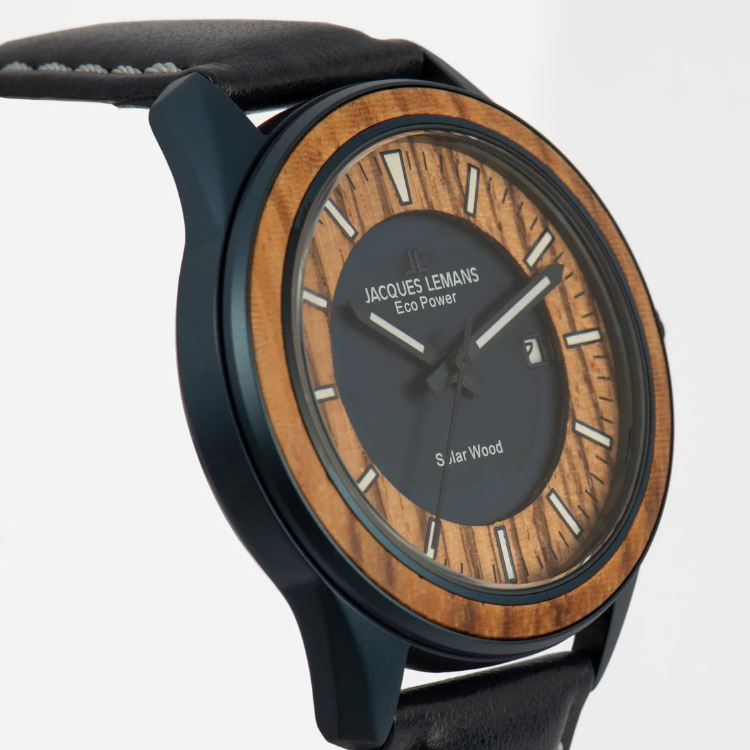 Jacques Lemans Eco Power 1-2116K - Herren Solaruhr 40mm AppleSkin Blau