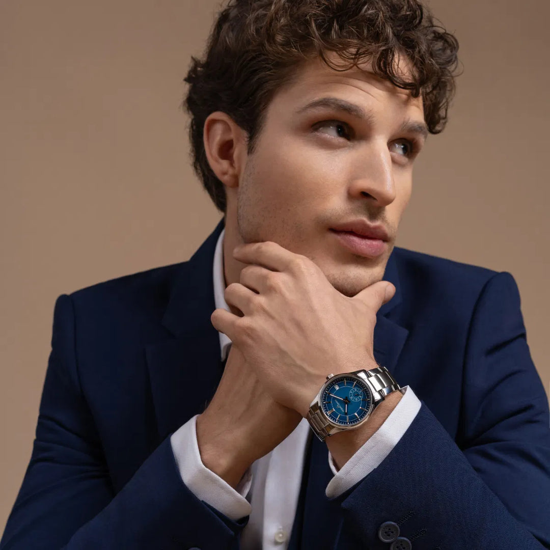 Jacques Lemans Derby 1-2197G - Elegante Herren Quarzuhr mit blauem Zifferblatt