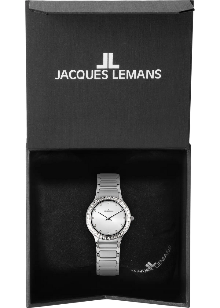 Jacques Lemans Milano 1-2208B - Elegante Damen Quarzuhr mit Glassteinen 30mm