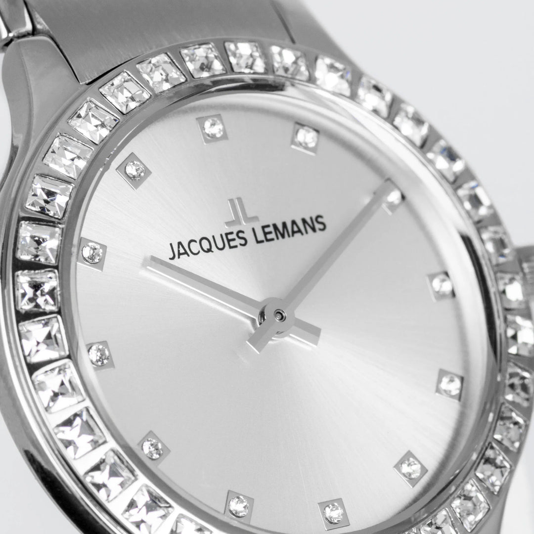 Jacques Lemans Milano 1-2208B - Elegante Damen Quarzuhr mit Glassteinen 30mm