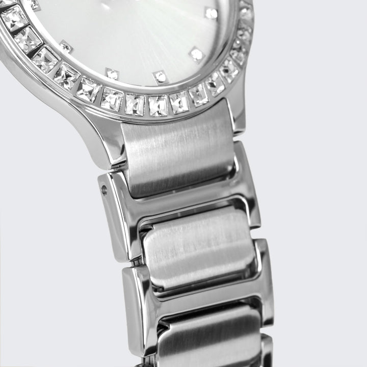 Jacques Lemans Milano 1-2208B - Elegante Damen Quarzuhr mit Glassteinen 30mm