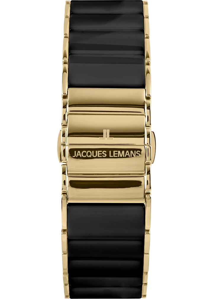 Jacques Lemans Dublin 1-2214C - Elegante Damen Quarzuhr IP-Gold mit Keramik