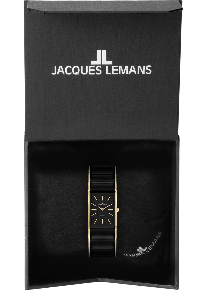 Jacques Lemans Dublin 1-2214C - Elegante Damen Quarzuhr IP-Gold mit Keramik
