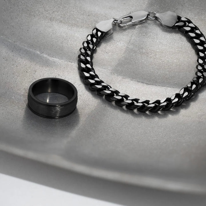 SON Stahlring schwarz mit Carbonauge
