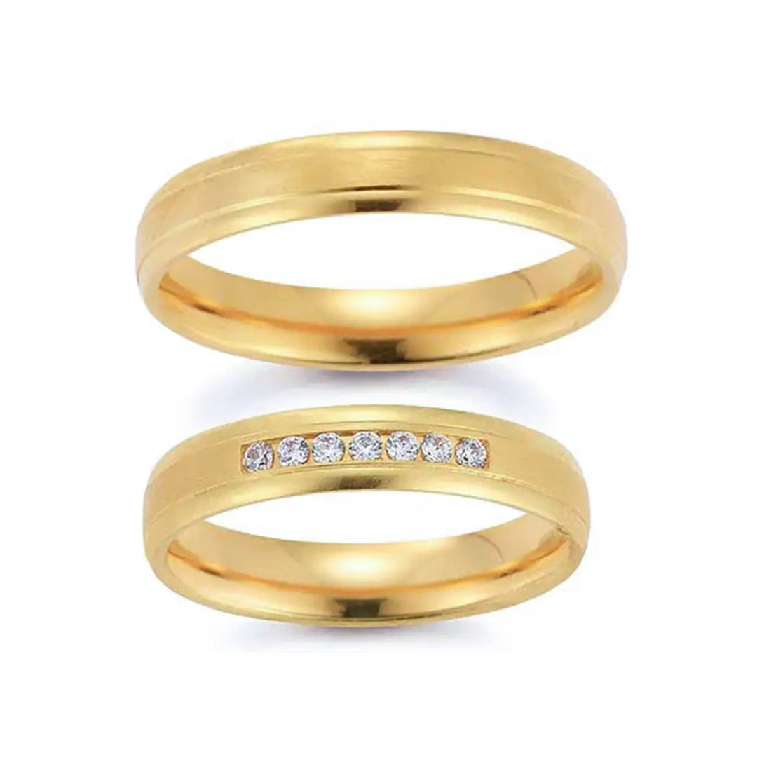 Eheringe Set, Gelbgold, 4 mm, Brillanten