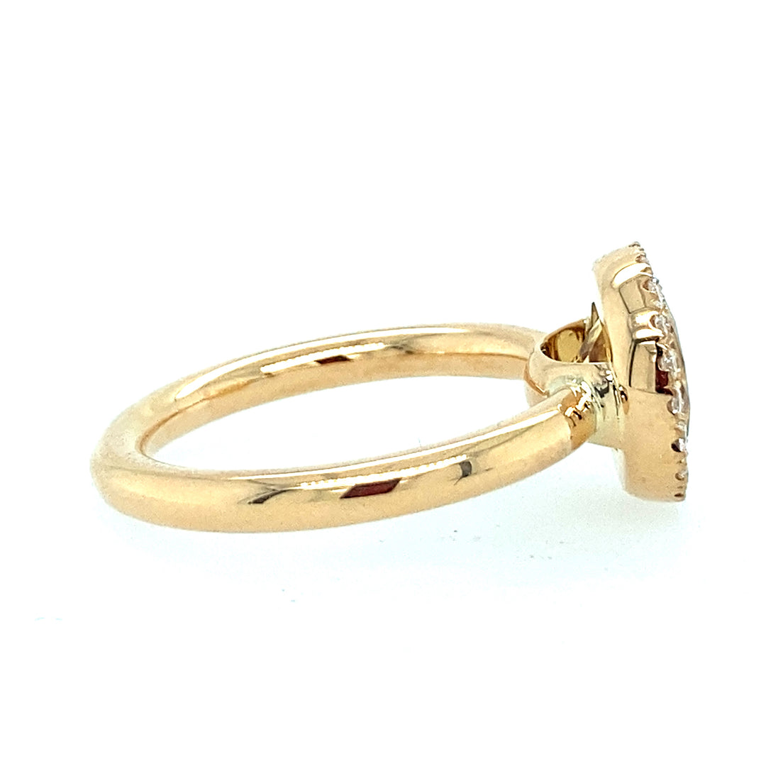 Gold-Beryll Ring 750 Gelbgold mit Brillanten - Handgefertigt