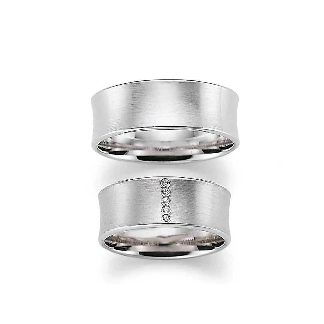 Eheringe Set, Weißgold, 8 mm, Brillanten