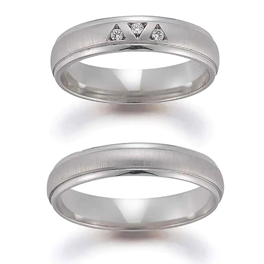 Eheringe Set, Weißgold, 4,5 mm, Brillanten