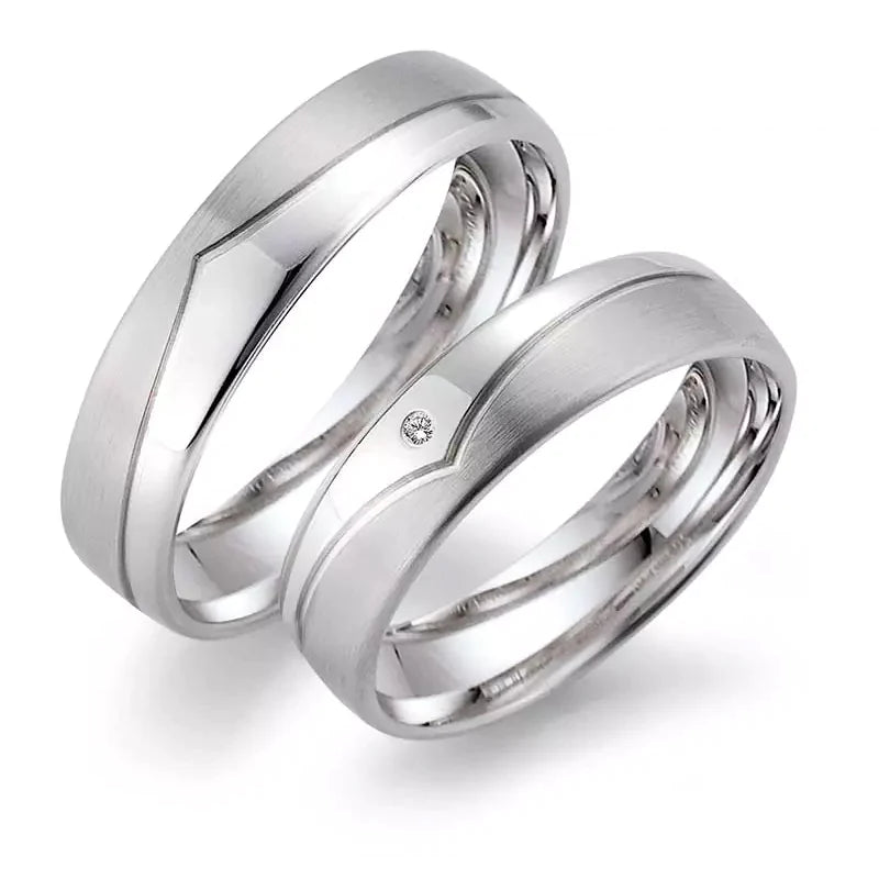 Eheringe Set, Weißgold, 5 mm, Brillanten