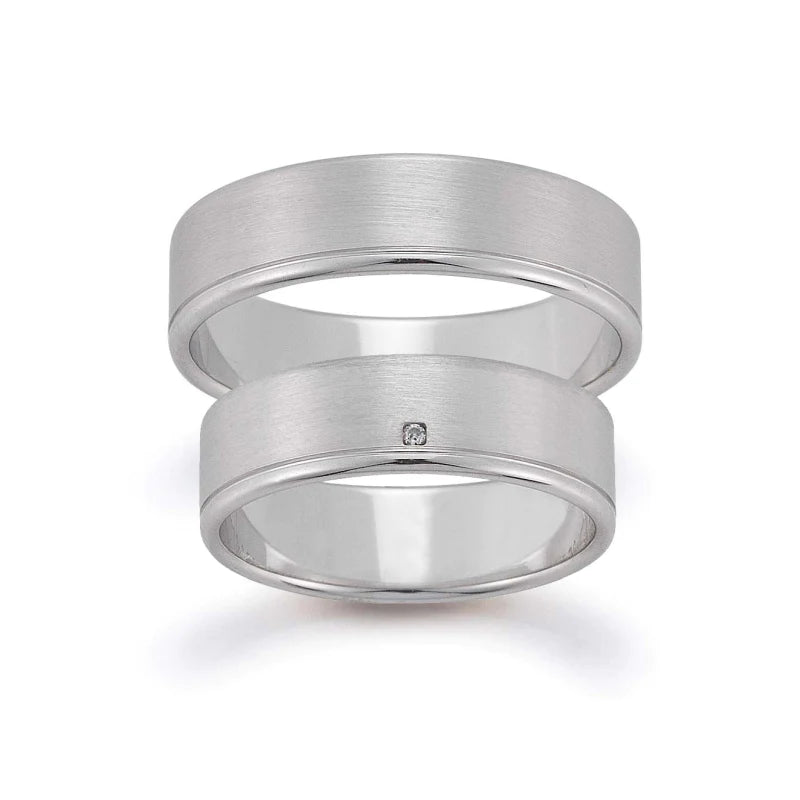 Eheringe Set, Weißgold, 6 mm, Brillant