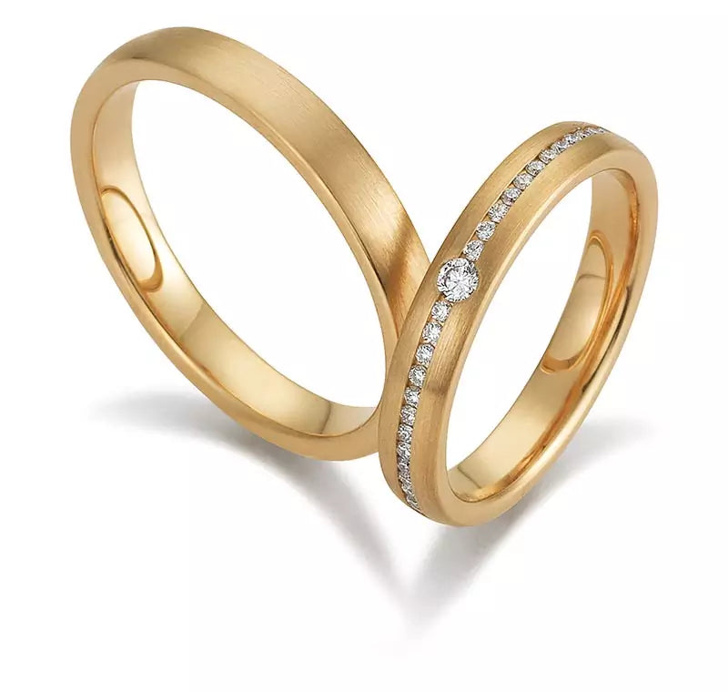 Eheringe Set, Gelbgold, 3,5 mm, Brillanten