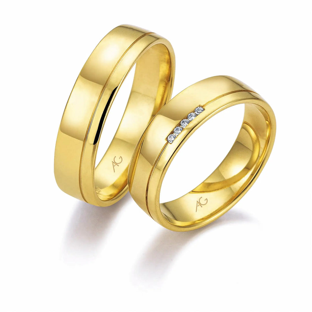 Eheringe Set, Gelbgold, 5,5 mm, Brillanten