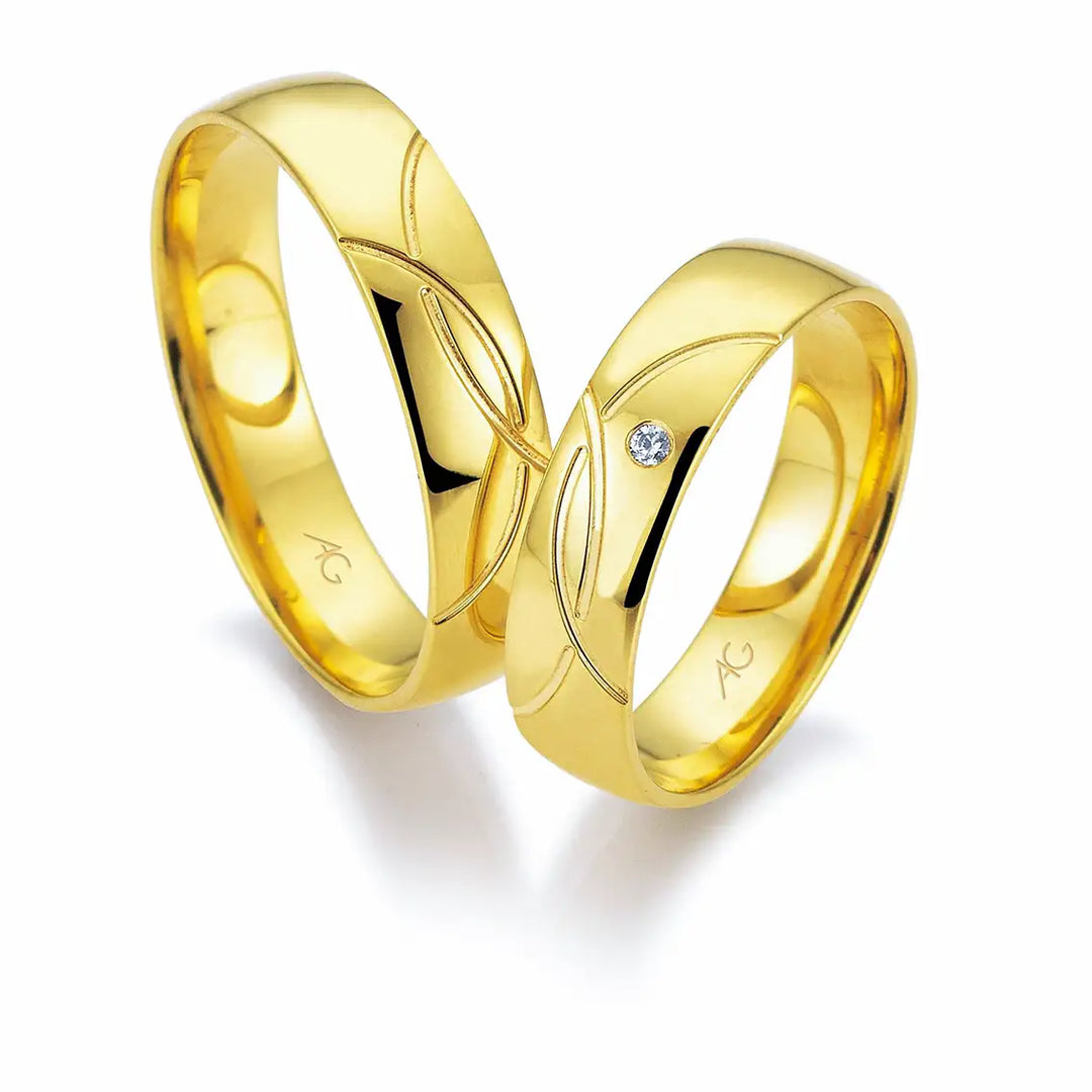 Eheringe Set, Gelbgold, 5 mm, Brillant