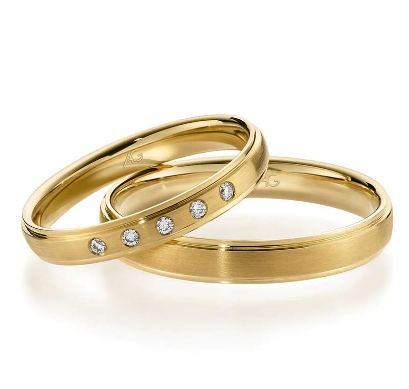 Eheringe Set, Gelbgold, 3/3,5 mm, Brillanten