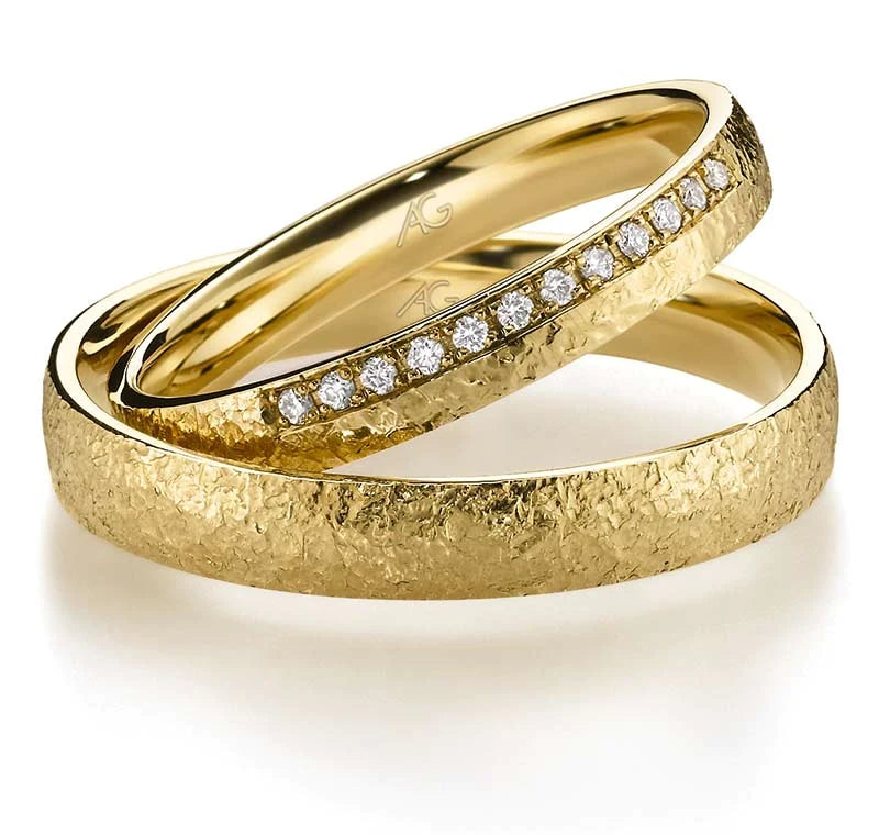 Eheringe Set, Gelbgold, 3/3,5 mm, Brillanten