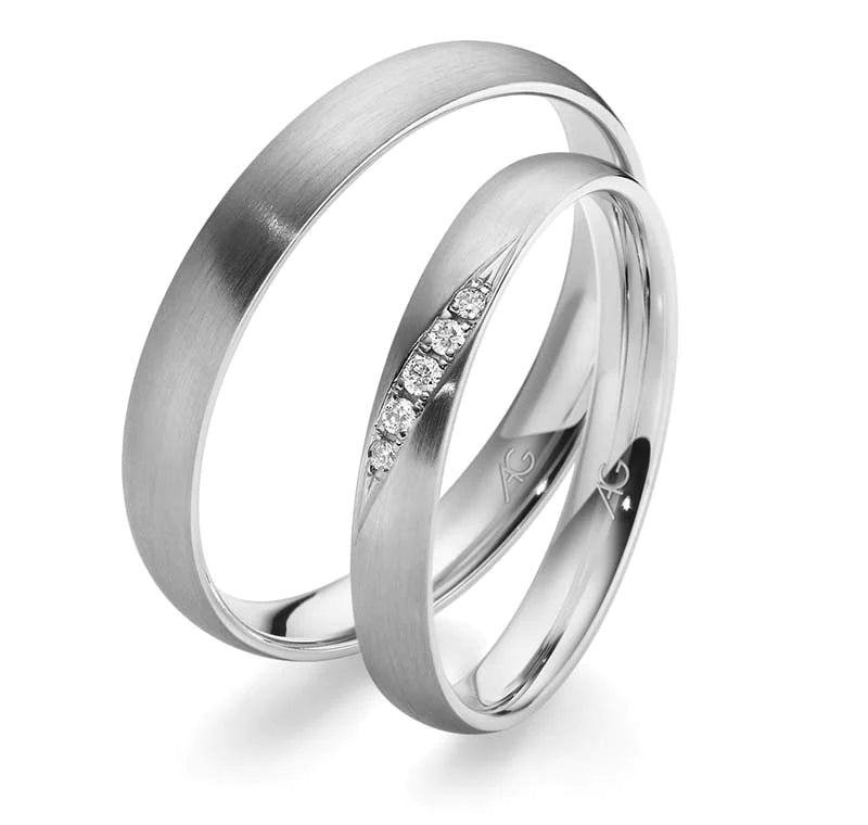 Eheringe Set, Weißgold, 3/3,5 mm, Brillanten