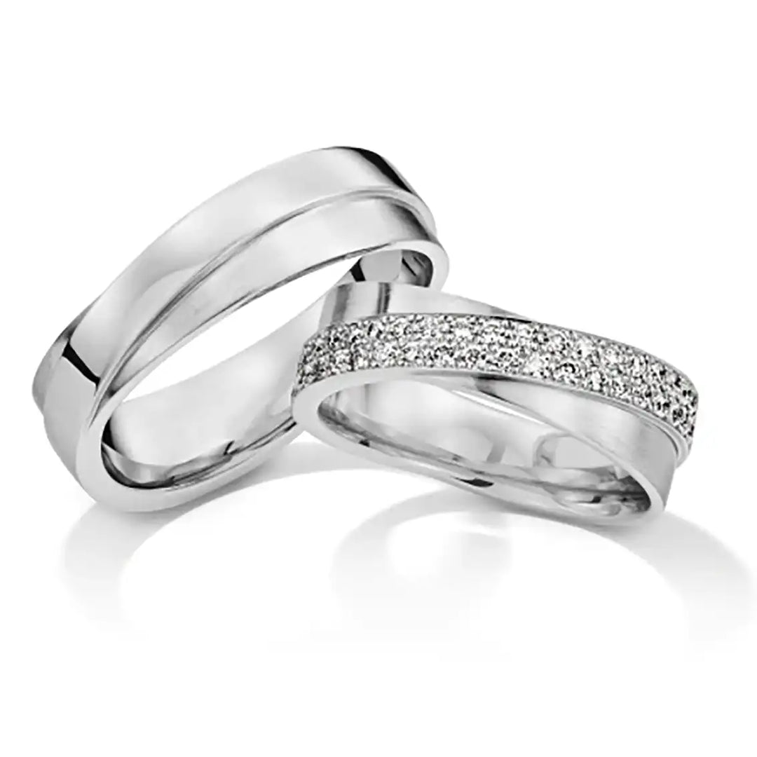 Eheringe Set, Weißgold, 6 mm, Brillanten