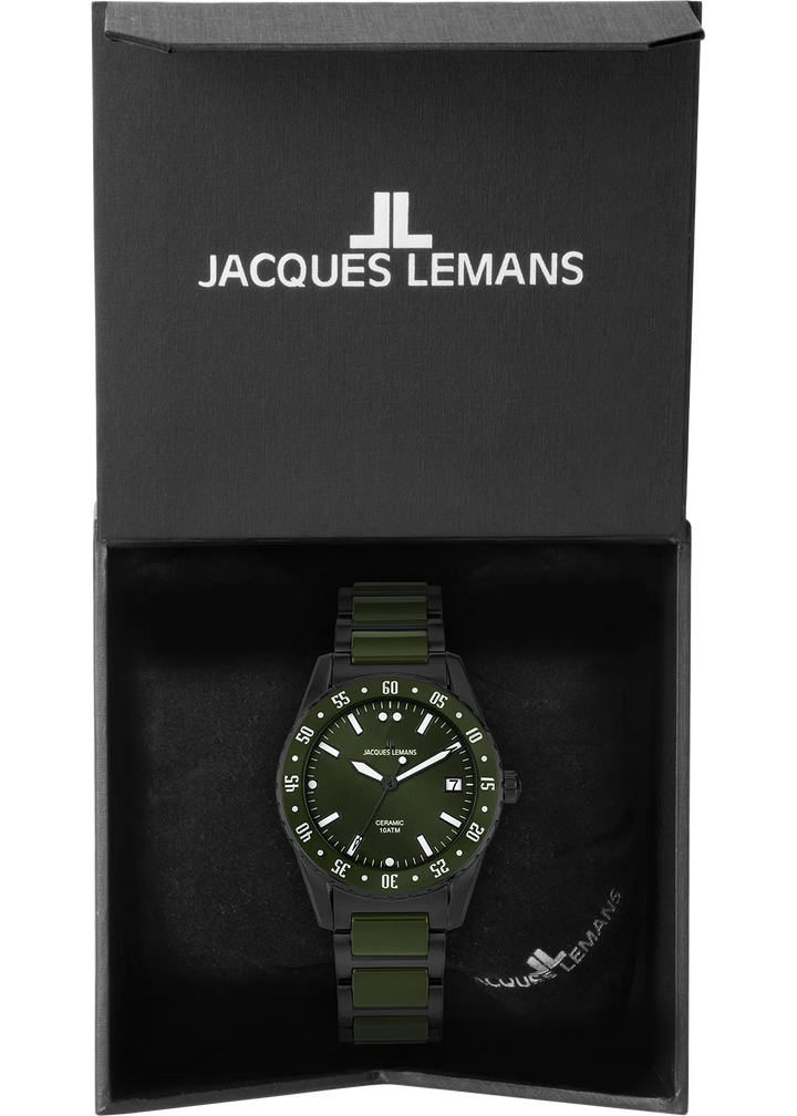 Jacques Lemans Liverpool 42-10F - Herren Quarzuhr mit Keramik-Armband 42mm