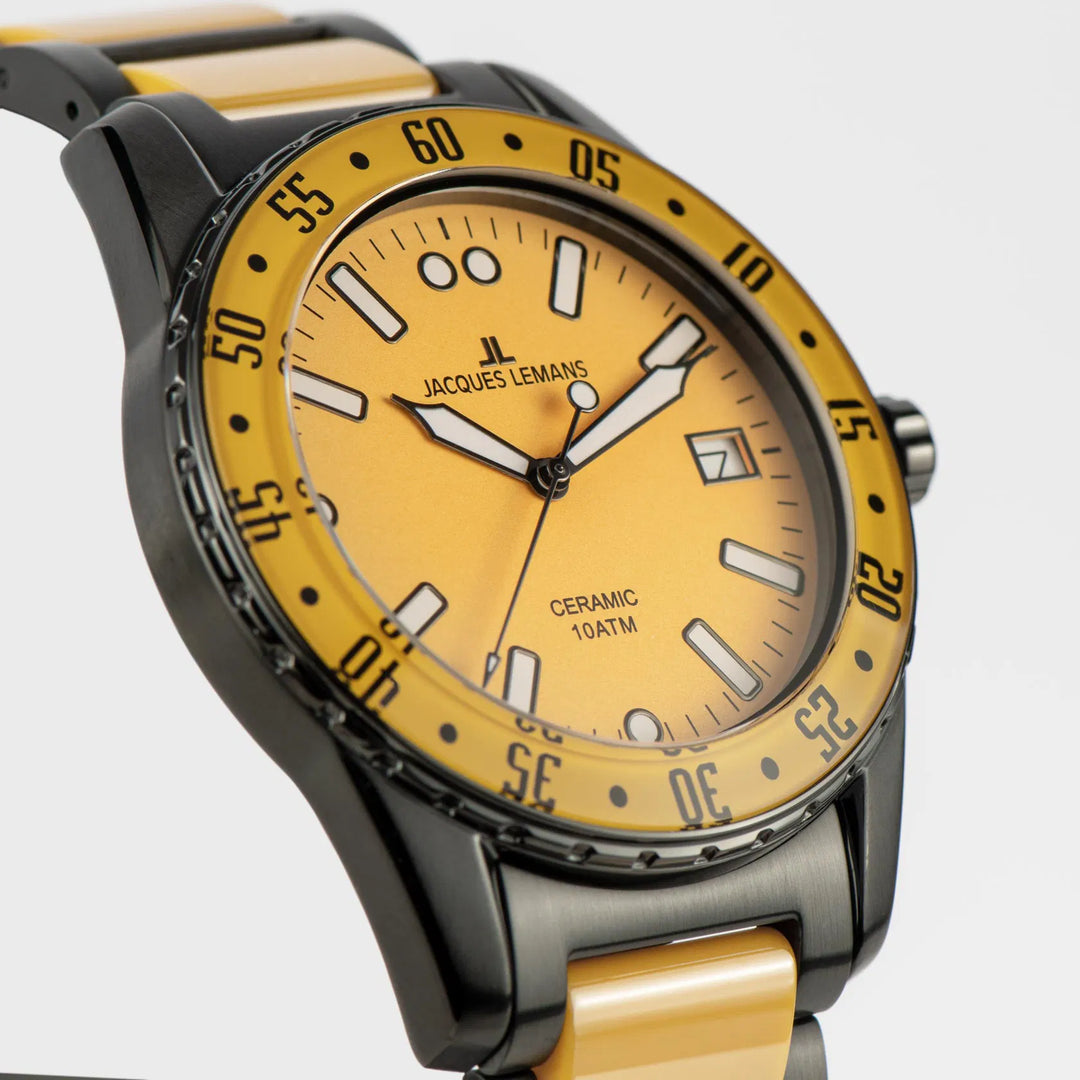 Jacques Lemans Liverpool 42-10I - Herren Quarzuhr IP-Gold mit Keramik 42mm