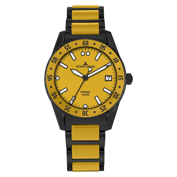 Jacques Lemans Liverpool 42-10I - Herren Quarzuhr IP-Gold mit Keramik 42mm