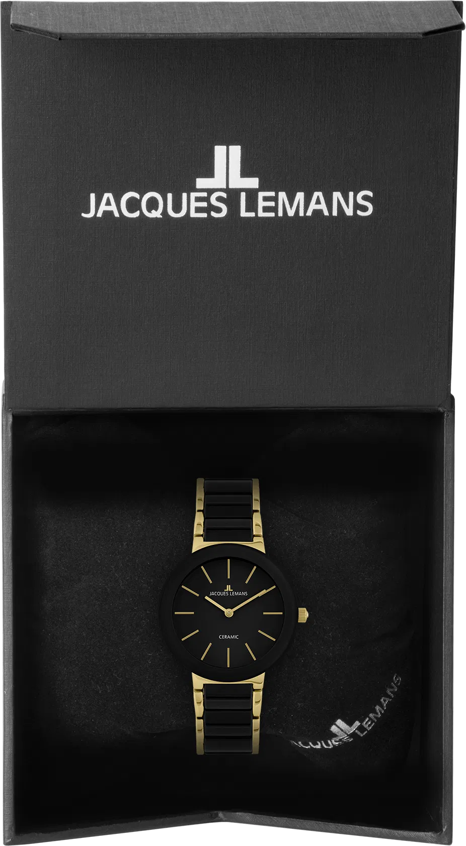 Jacques Lemans Monaco 42-7E - Elegante Damen Quarzuhr IP-Gold mit Keramik