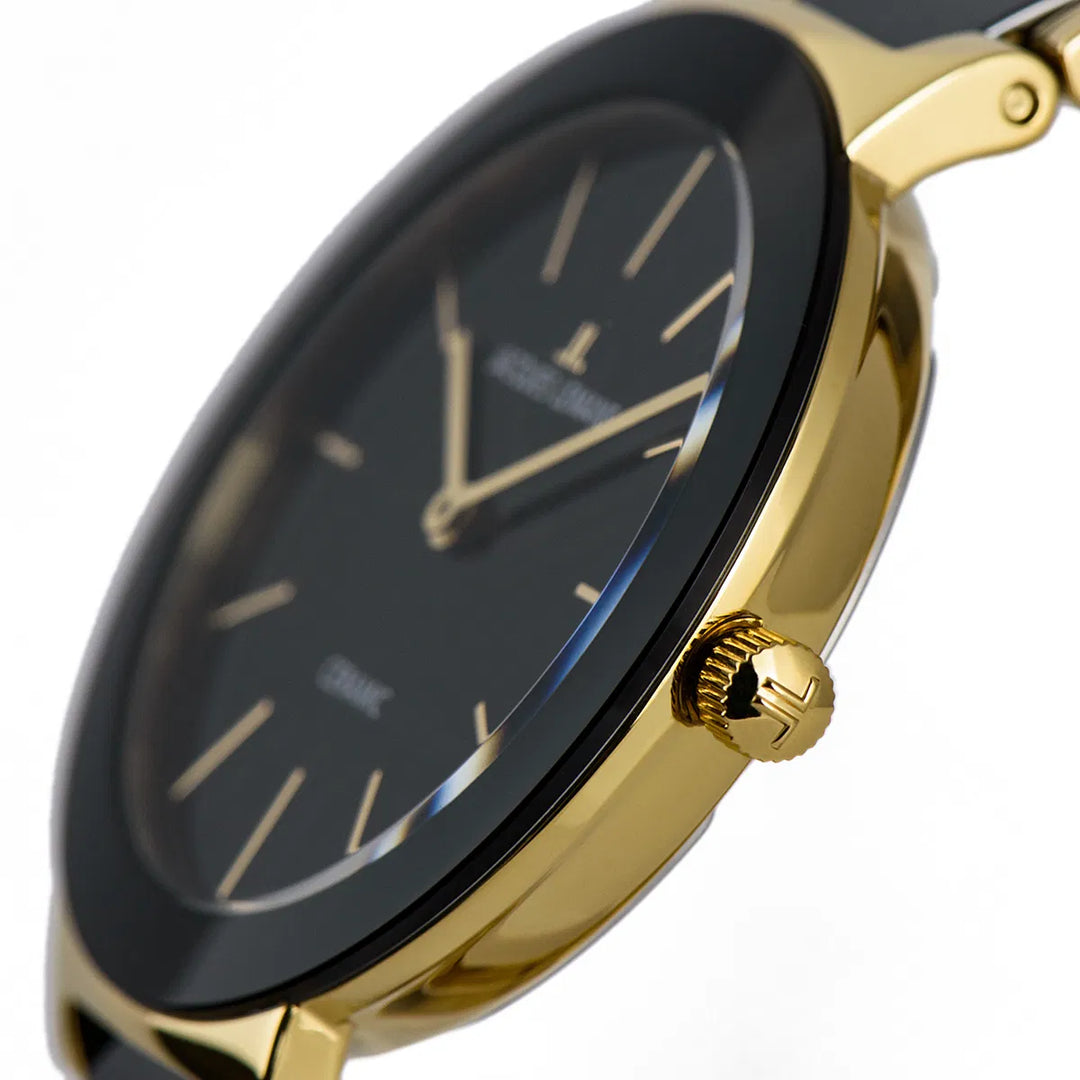 Jacques Lemans Monaco 42-7E - Elegante Damen Quarzuhr IP-Gold mit Keramik