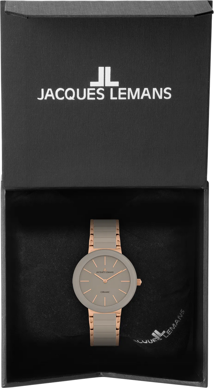 Jacques Lemans Monaco 42-7T - Elegante Damen Quarzuhr IP-Rosé mit Keramik