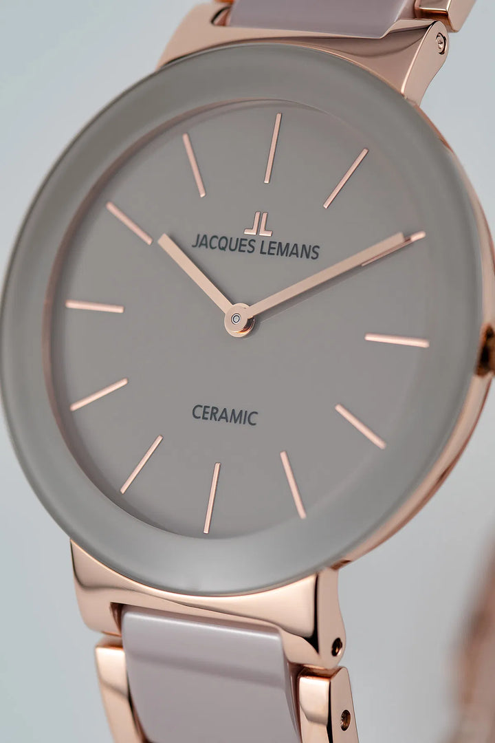 Jacques Lemans Monaco 42-7T - Elegante Damen Quarzuhr IP-Rosé mit Keramik