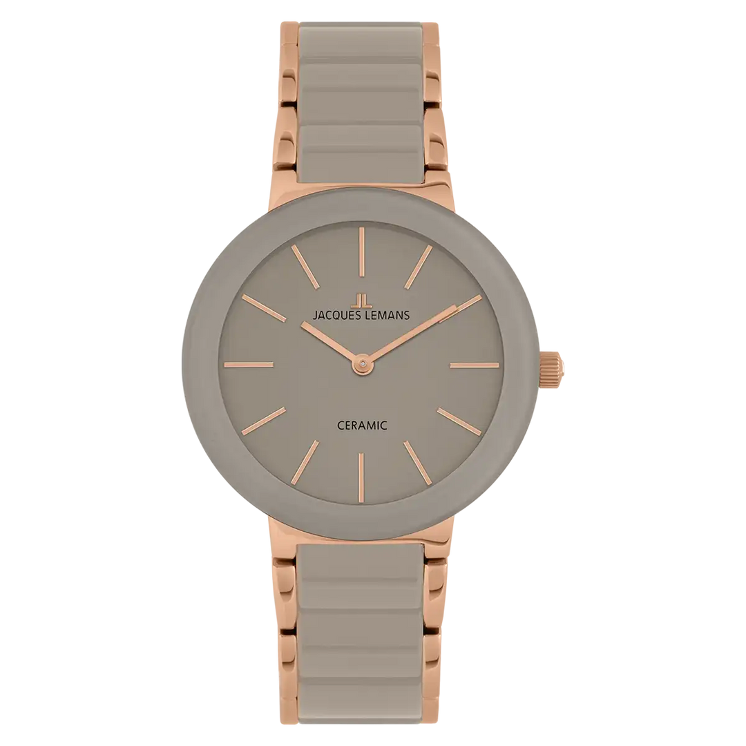 Jacques Lemans Monaco 42-7T - Elegante Damen Quarzuhr IP-Rosé mit Keramik