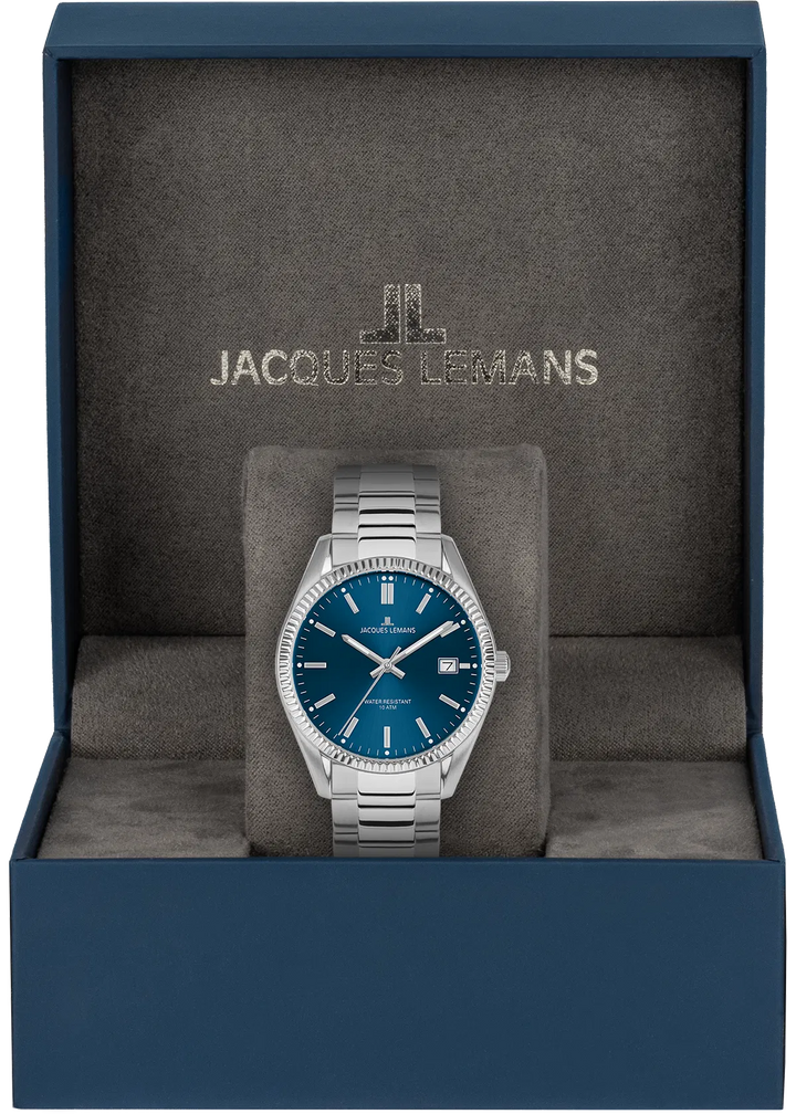 Jacques Lemans Derby 50-4C - Elegante Damen Quarzuhr mit blauem Zifferblatt