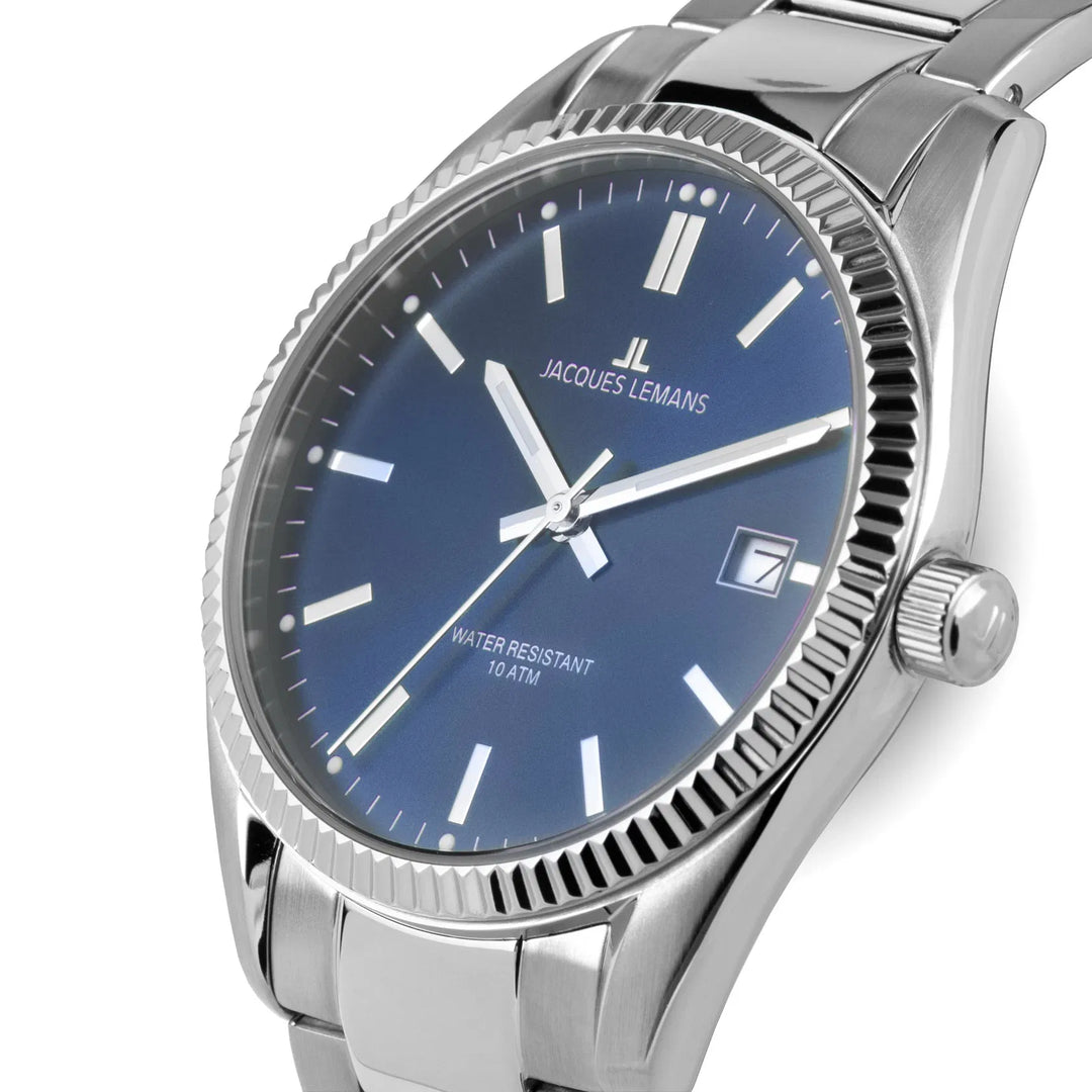 Jacques Lemans Derby 50-4C - Elegante Damen Quarzuhr mit blauem Zifferblatt