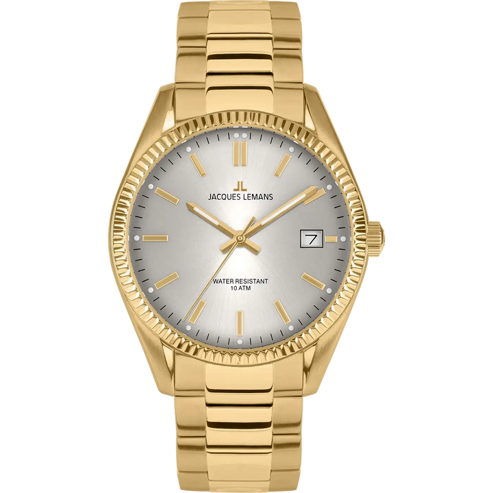 Jacques Lemans Derby 50-4N - Elegante Damen Quarzuhr IP-Gold mit Perlmutt