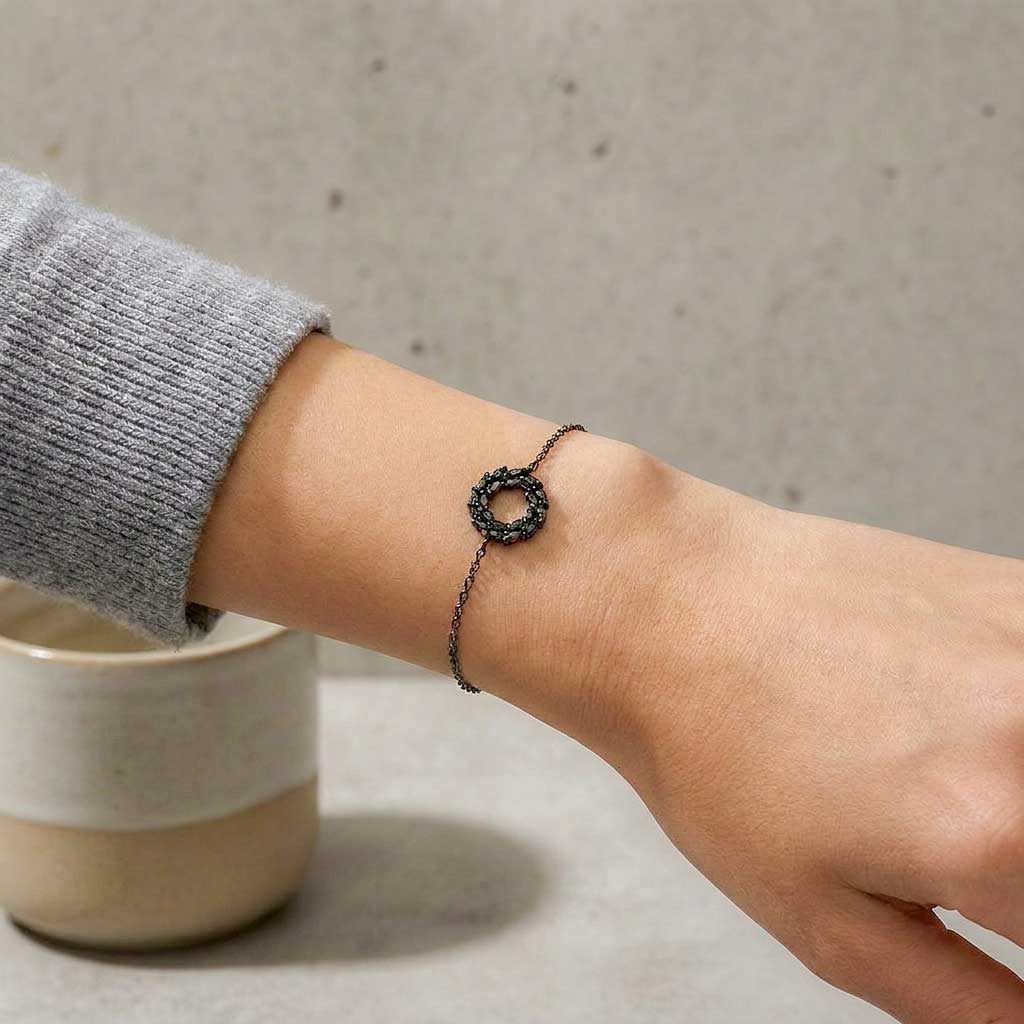 Armband BIBBINOR 14 mm, Sterlingsilber schwarz rhodiniert