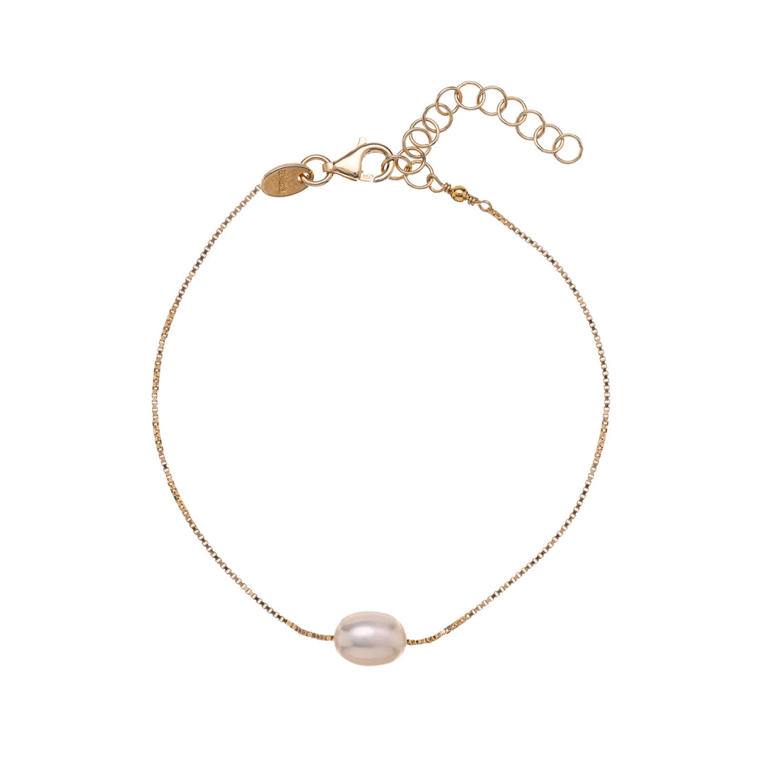 Armband Medea mit ovaler Perle – 925er Silber vergoldet