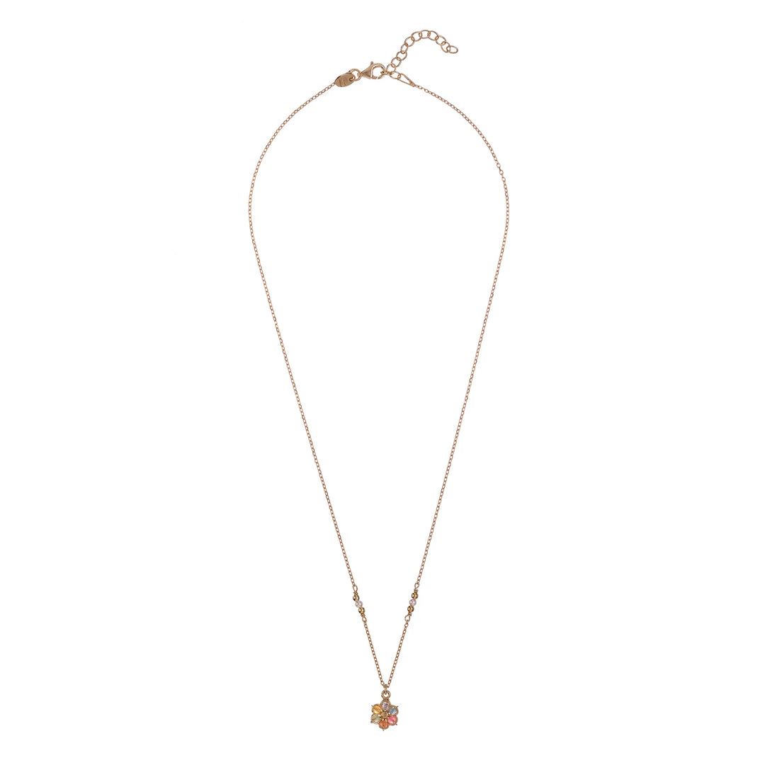 Halskette Prim Rainbow mit bunter Blume – 925er Silber vergoldet