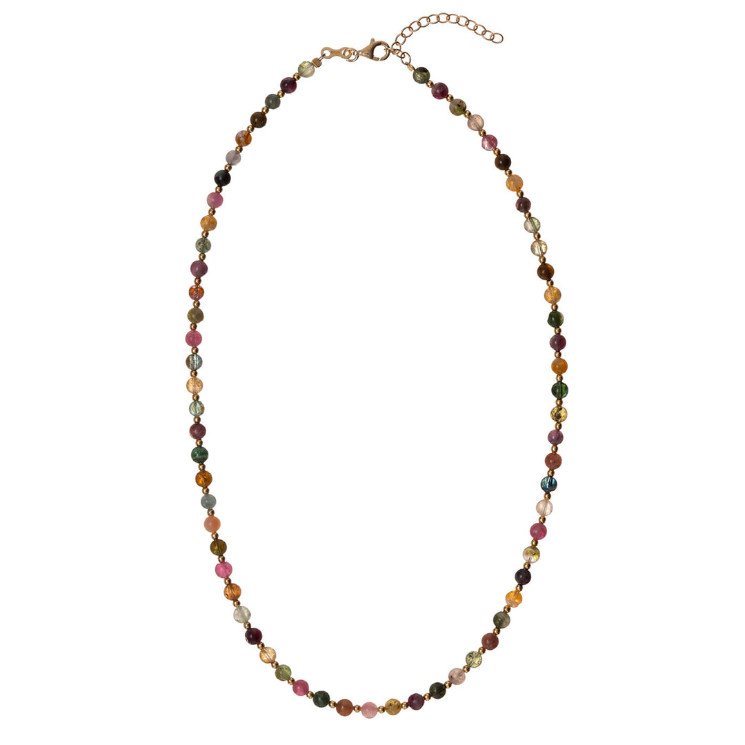 Halskette Tormalina mit bunten Steinen – 925er Silber vergoldet