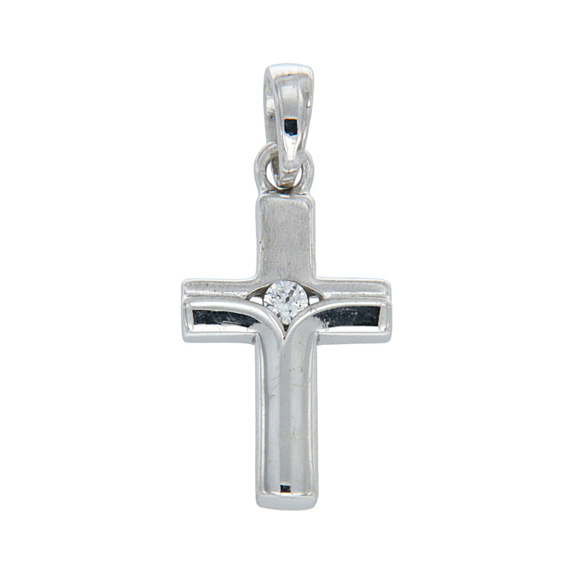 Kreuz Anhänger 925 Sterlingsilber mit Zirkonia | 15 x 9 mm