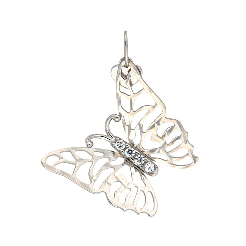 Schmetterling Anhänger Weißgold | 4 Zirkonia Echtgold