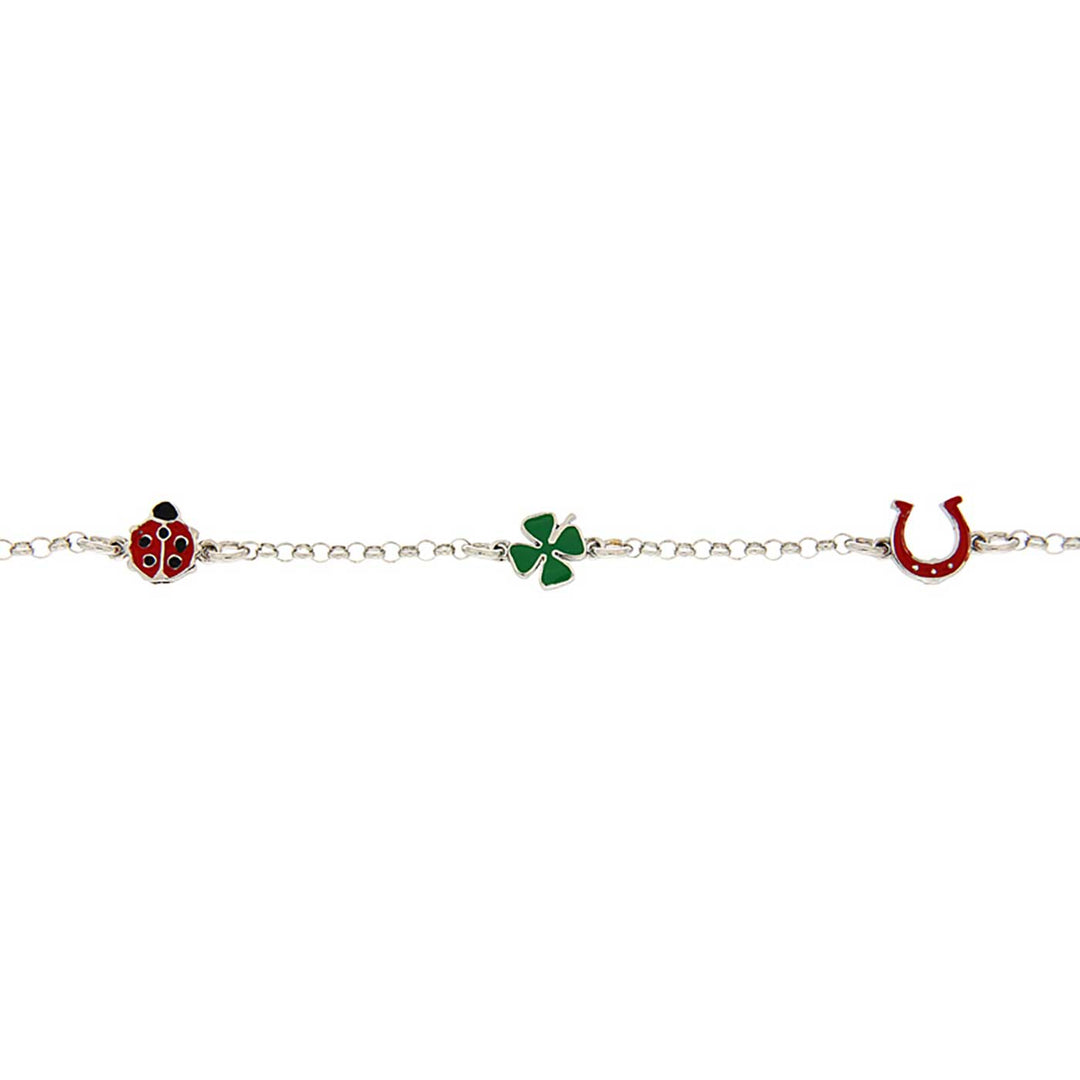 Armband Sterlingsilber, Glücksmotive, bunt gelackt