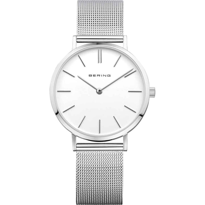 Bering Classic 14134-004 Damenuhr, silber glänzend, Milanaise-Armband