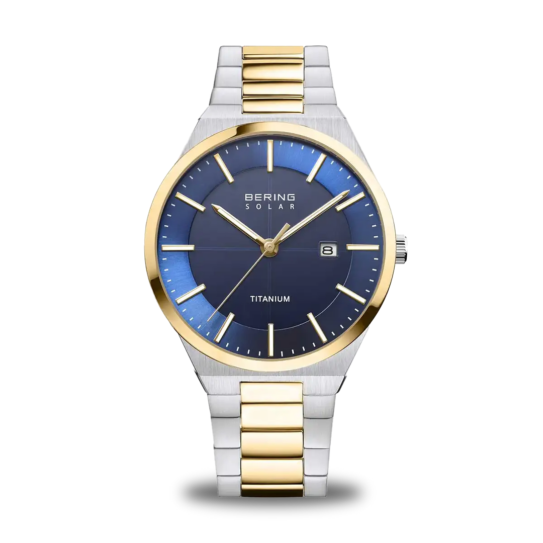 Bering Titanium Solar Herrenuhr Gold 14439-717 | Ultraleicht & Nachhaltig