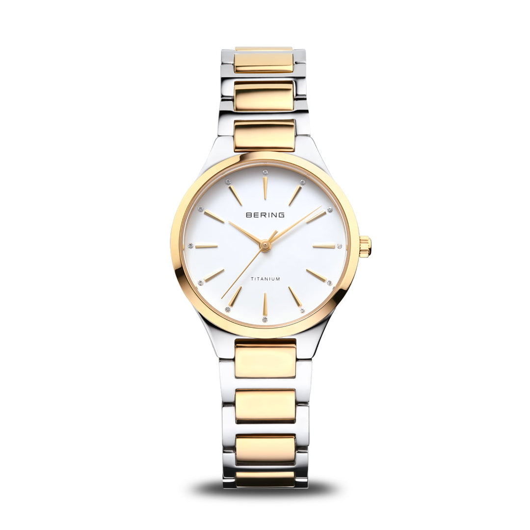 Bering Titanium Damenuhr 15630-701 - Silber/Gold glänzend | Ultraleicht & hypoallergen