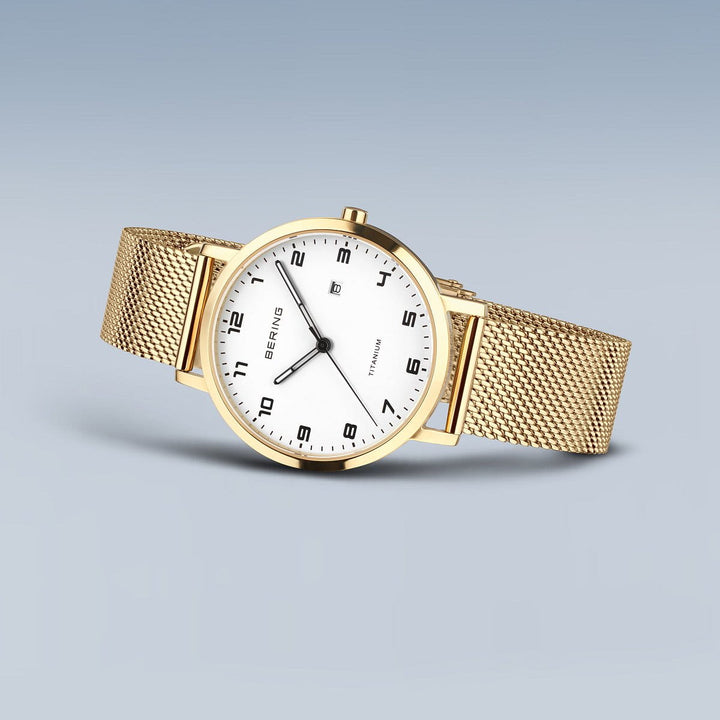 Bering Titanium Damenuhr Gold 18634-334 | Ultraleicht & Saphirglas