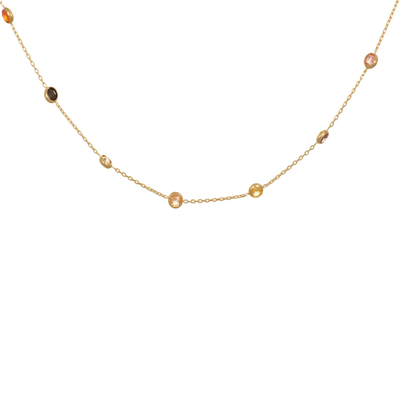 Collier Gelbgold, 13 Zirkonia multicolor